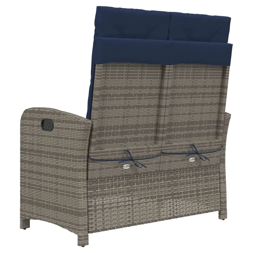 Panca Reclinabile da Giardino con Cuscini Grigia in Polyrattan 368223