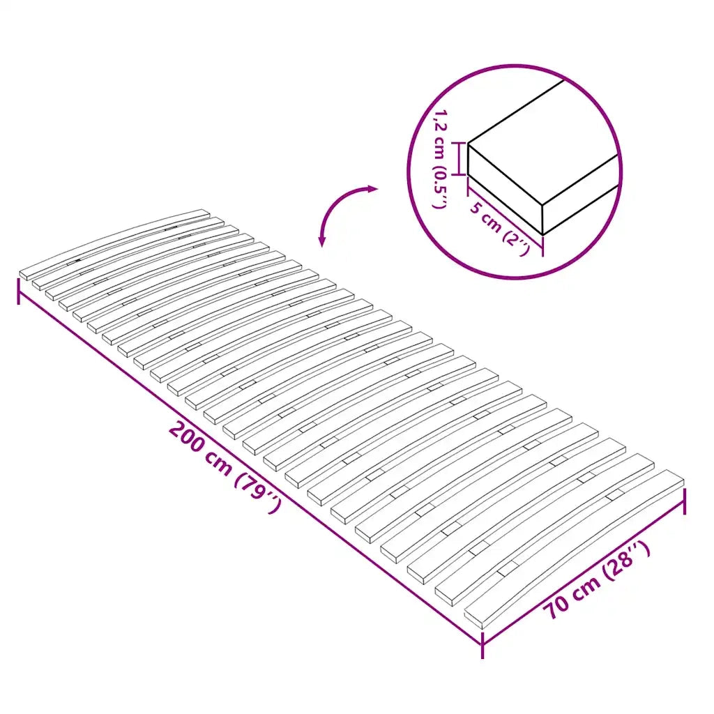 Letto singolo | Letto per adulti | Rete di ricambio per letto con 24 doghe 70x200 cm