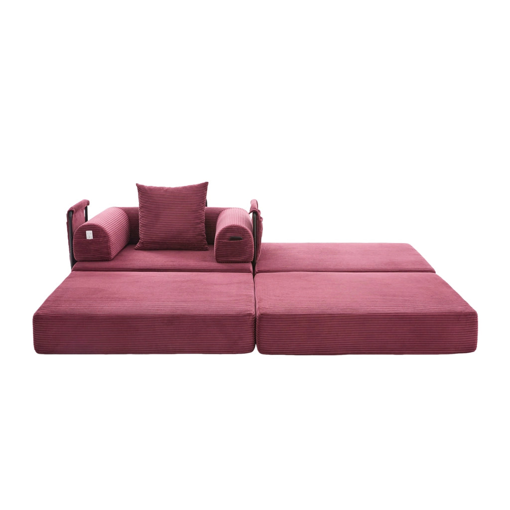 Poltrona Relax con Poggiapiedi e Cuscino ¨C MINIMAL ¨C Tessuto a Coste, Struttura in Metallo