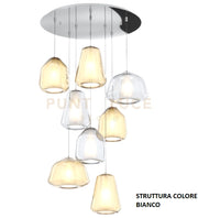 SOSPENSIONE BIANCO 8 LUCI TONDA VETRI (ALPHA TR+AM) (1X BETA TR + 2X AM) (1X GAMMA TR + 2X AM) 1176BI-S8 T ABG-TA