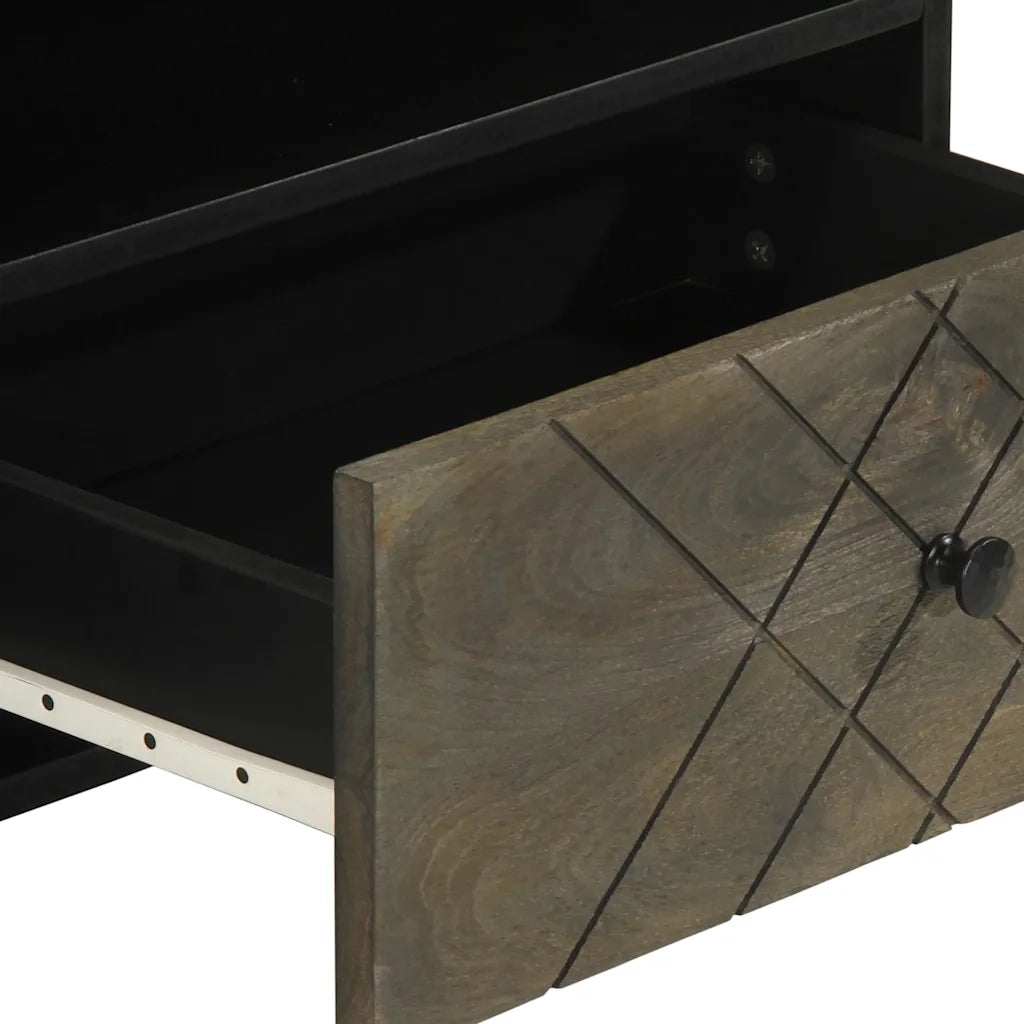 Mobile Porta TV Nero 80x33x46 cm in Legno Massello di Mango