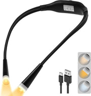 Lettore di lettura a LED con 3 colori, regolabile in intensità e con braccio flessibile, cavo USB con trasmissione dati