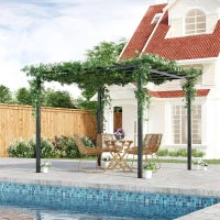 Gazebo Pergola da Giardino 3x3m Decorabile con Rampicanti in Metallo Nero