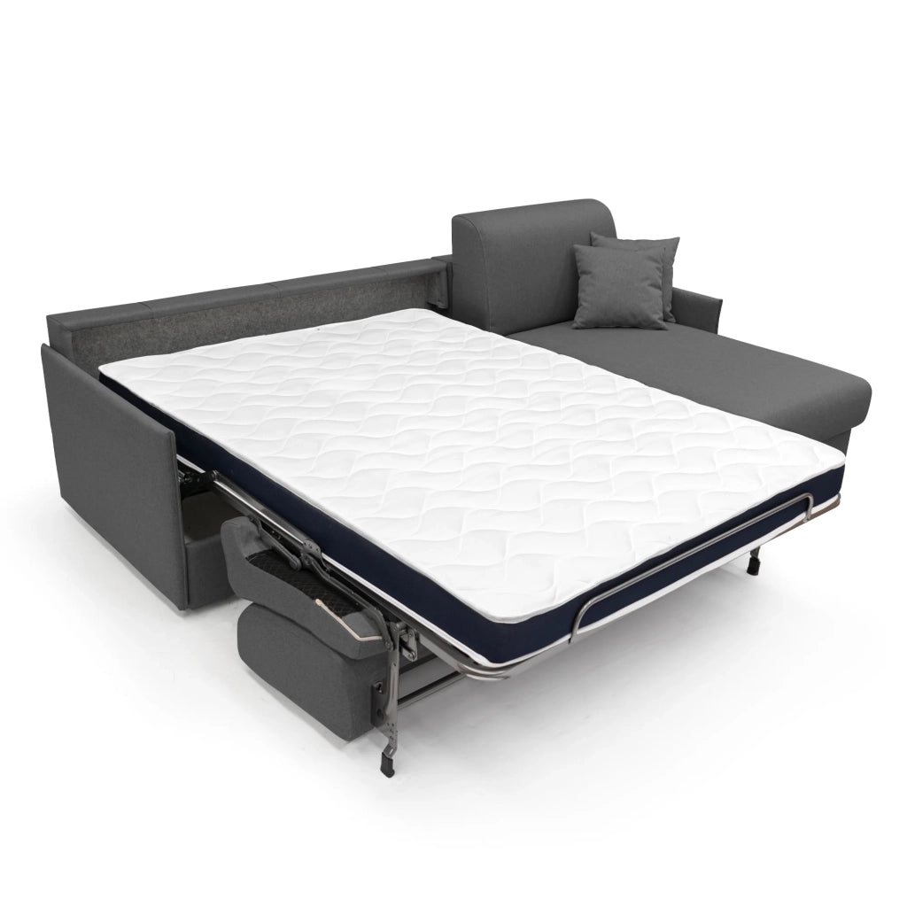 Evans Divano letto angolare con penisola in morbido tessuto impermeabile T13 272 cm Destro (mat. 160x197)  antracite