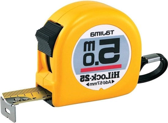 Cinturino di misurazione - lunghezza 5 metri - larghezza 25mm - contenitore in ABS - misuratore in acciaio - freno di ritorno - cinturino per polso