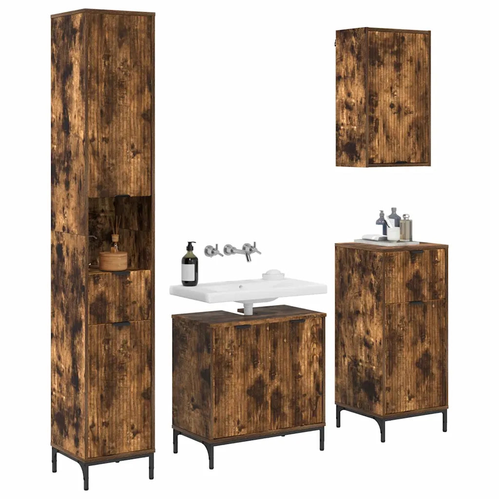 Set di mobili per il bagno con cassetto con porta Rovere fumé 3393118