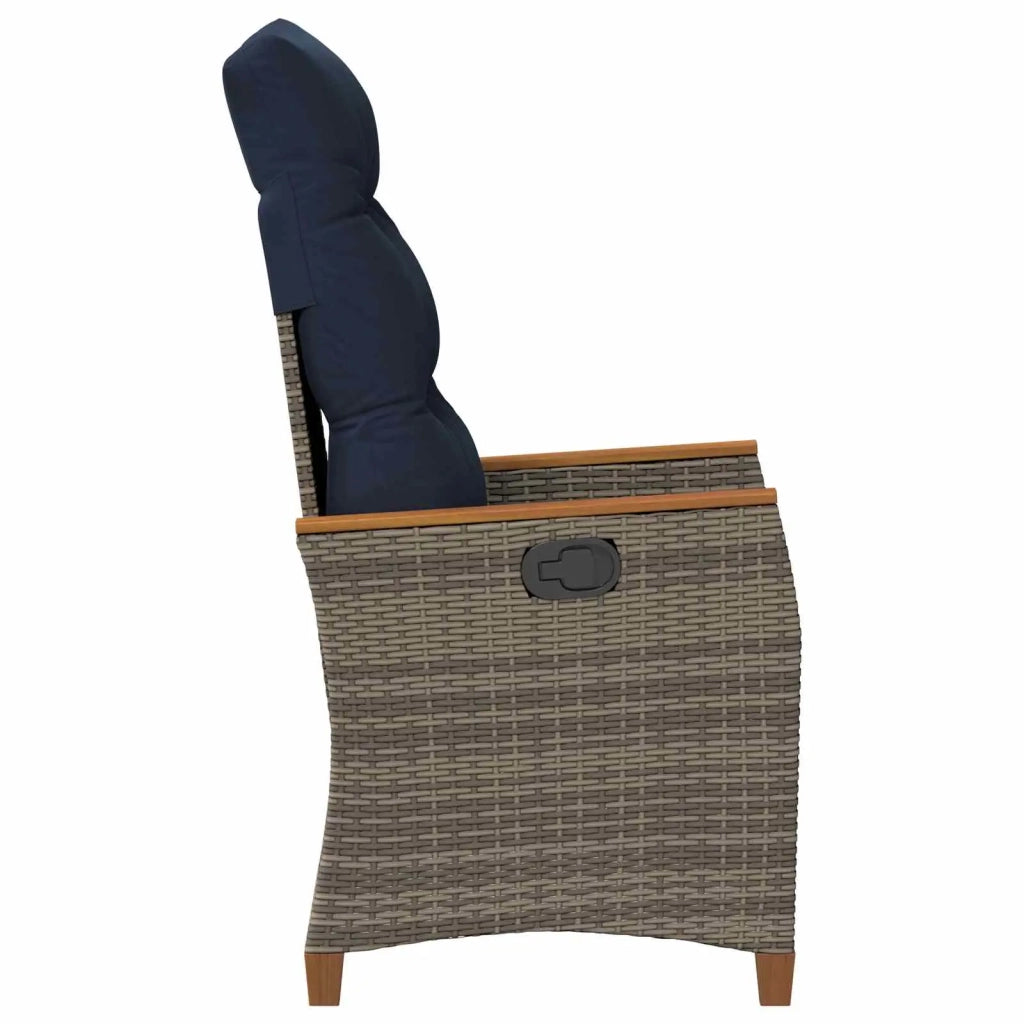 Sedia da giardino reclinabile 2 pcs Grigio e Blu Navy