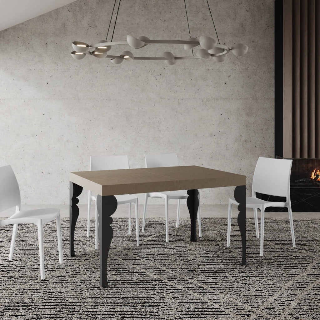 Tavolo Allungabile 120-224x90x77 cm Paxon Tortora Telaio Antracite