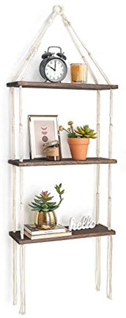 Pannello in legno per parete con chiusura macramé - 3 livelli - decorazione bohemien per interni