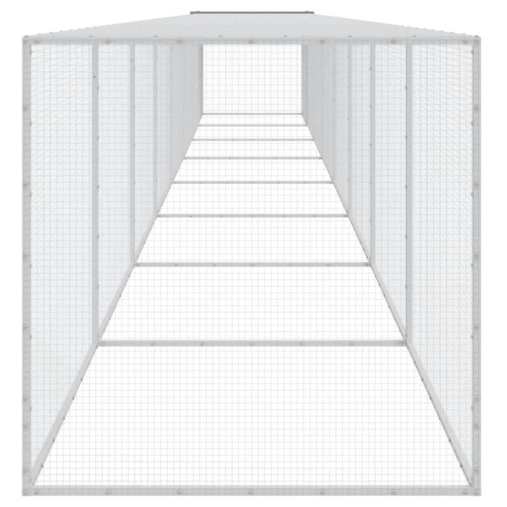 Pollaio/recinto con tetto trasparente 803 x 98 x 90 cm acciaio zincato grigio 02_0043988