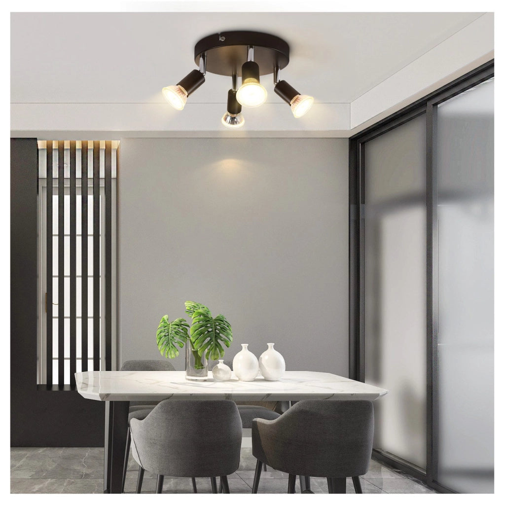ZMH Faretto da soffitto neri 4 luci GU10 rotanti metallo stile moderno per soggiorno cucina corridoio sala pranzo