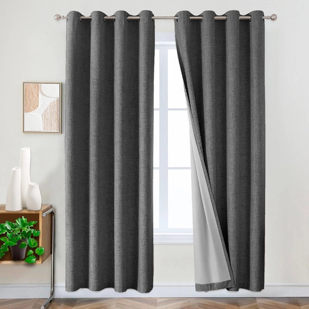 Tenda 100% Oscurante Porta Finestra 1 Pannello 140x280 Cm Isolante Termica Coprente Moderna Antracite