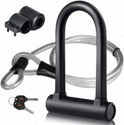 Fermo U-slot con Cavo Flessibile - Adatto per Biciclette - 1 pezzo - Nero - Acciaio