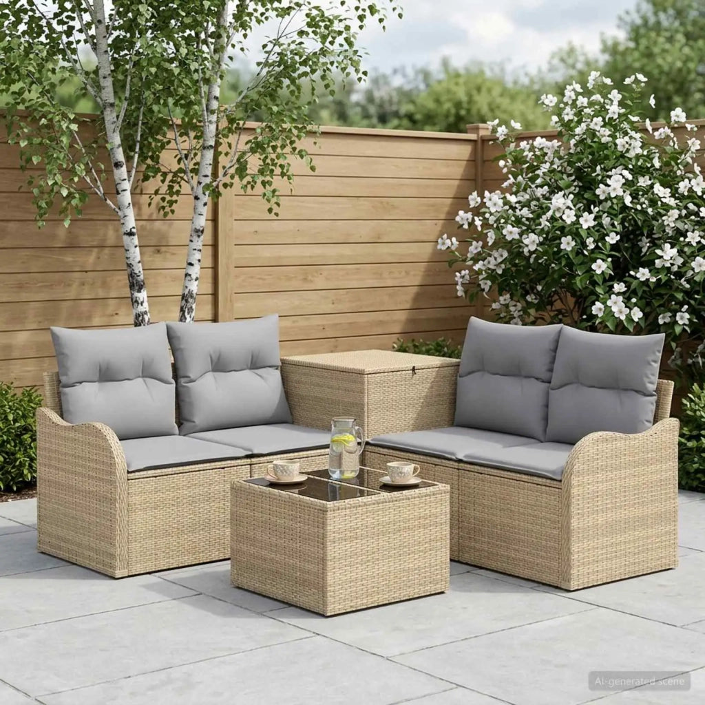 Set di divani 6 pz Beige e Grigio Chiaro 3447145