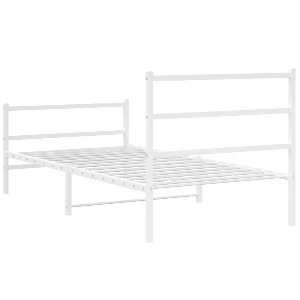 Giroletto con Testiera e Pediera-Struttura Letto Metallo Bianco 100x190 cm 914514
