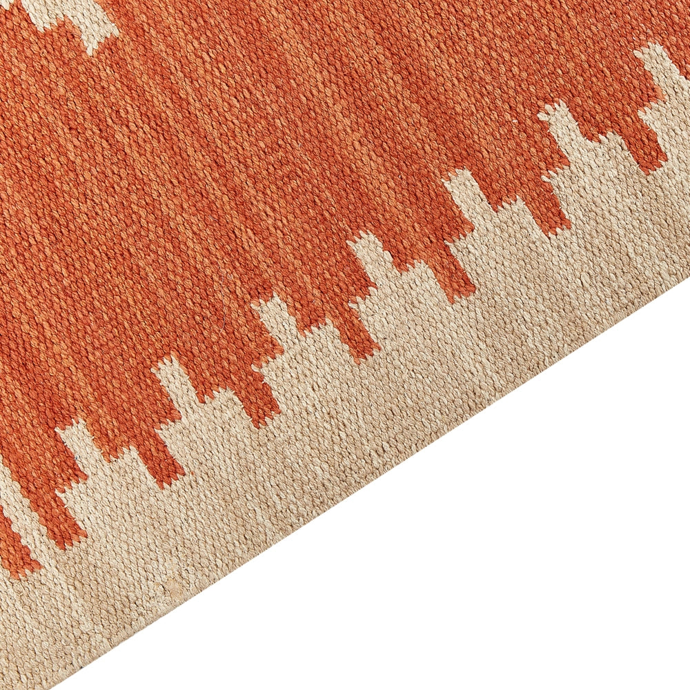 Tappeto Kilim in cotone multicolore 140 x 200 cm con motivo geometrico reversibile e frange Rettangolare Tradizionale