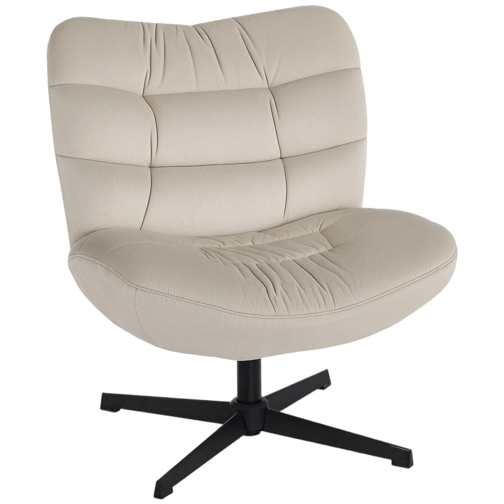 Poltrona girevole senza braccioli in tessuto boucl¨¦ ¨C zephmum ¨C crema 70x80x82cm