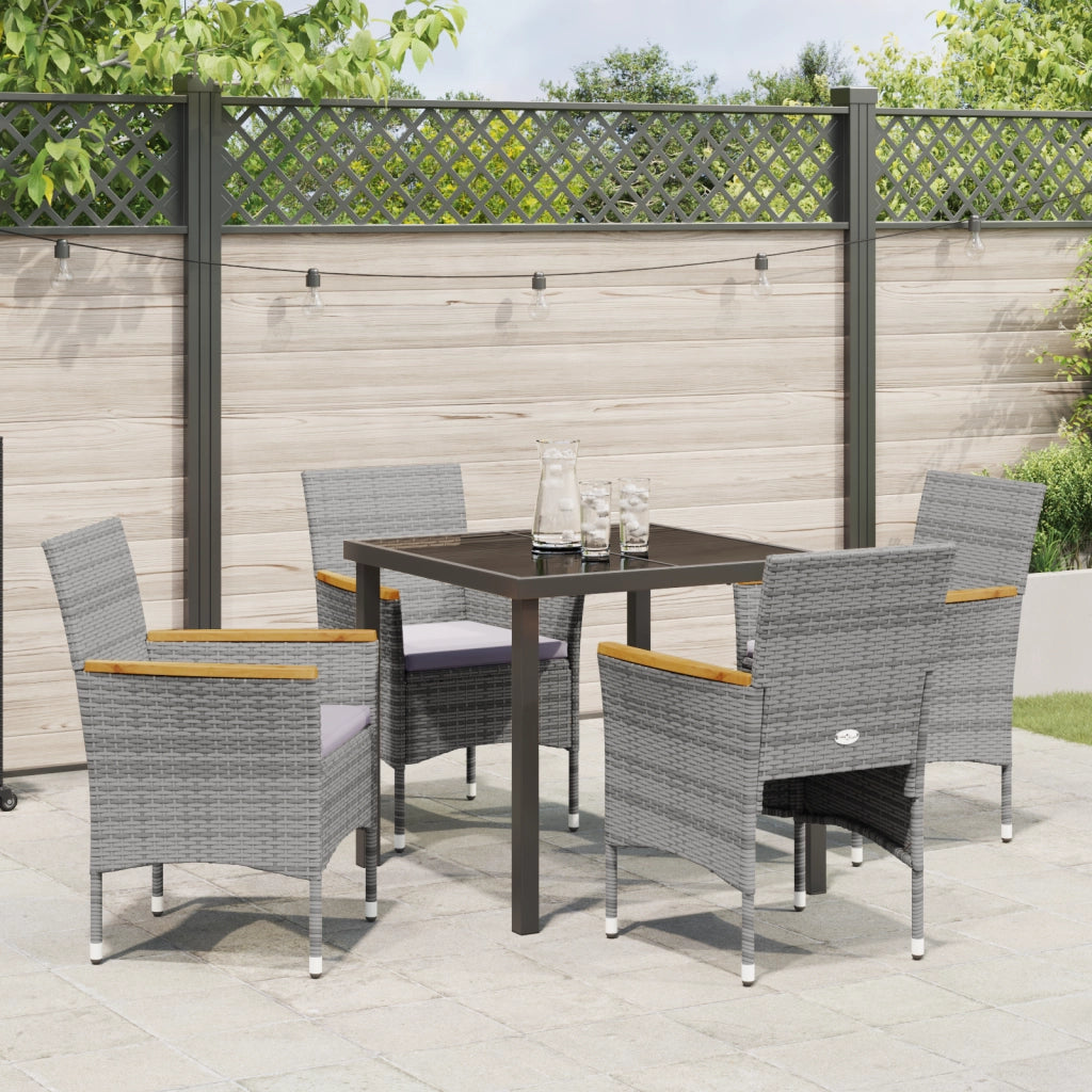 Set da Giardino 5 Pezzi Grigio Rattan Polivalente