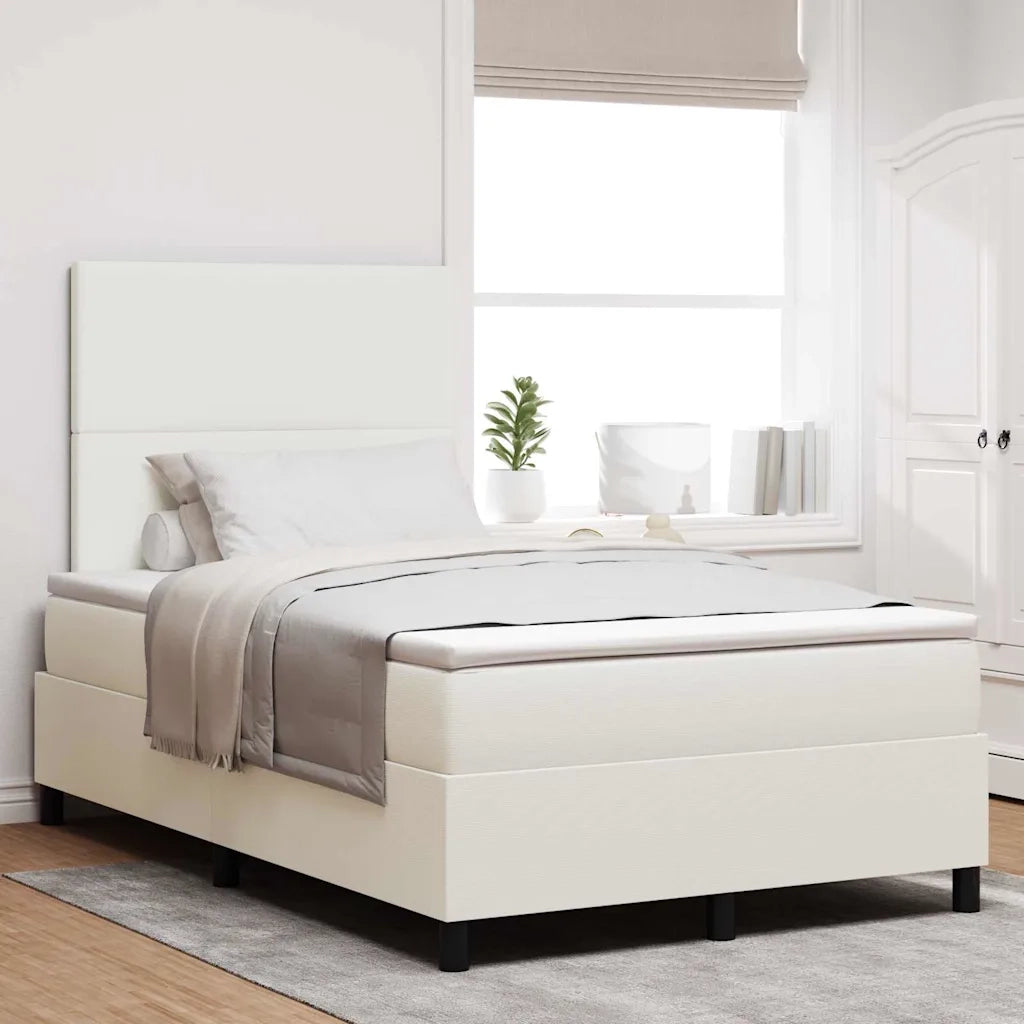 Letto a molle Crema e Bianco 120 x 190 cm Tessuto in Cords 3337549