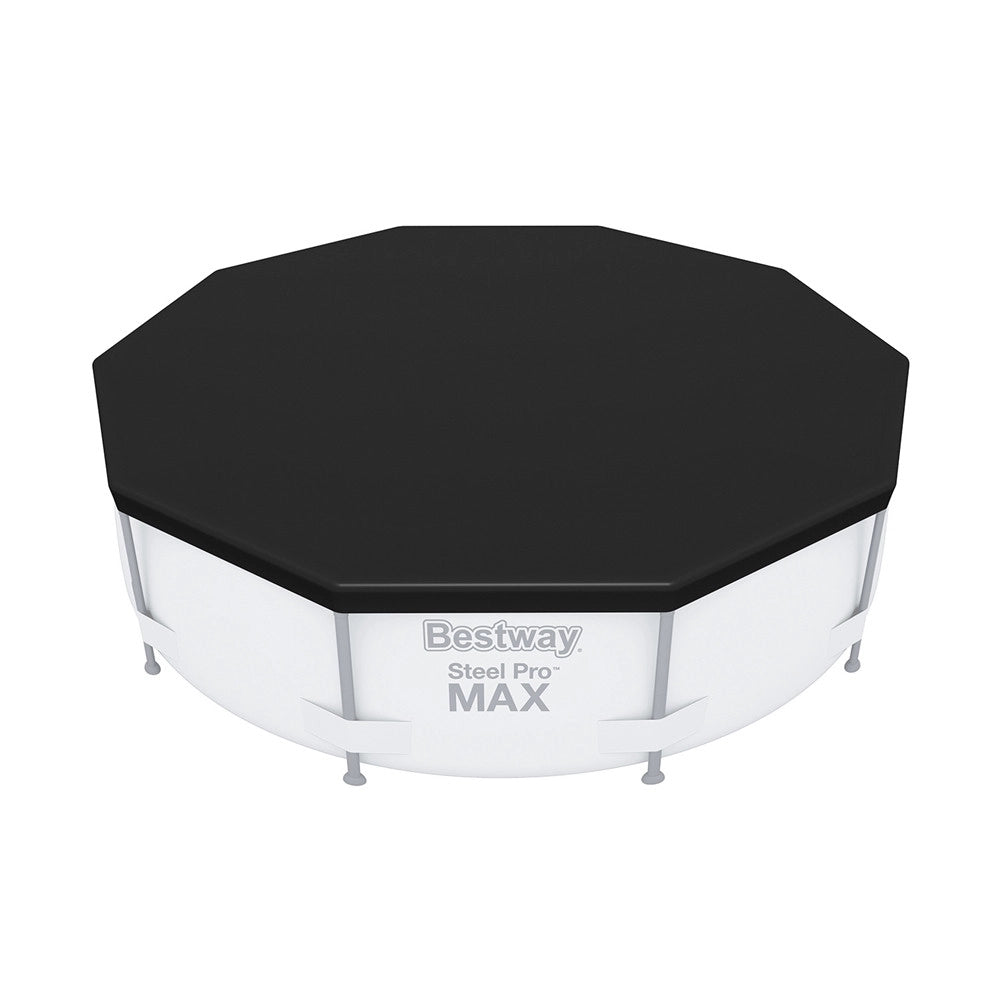 Trade Shop - Telone Copertura Per Piscine Fuori Terra In Pvc ø 305 Cm Nero Con Telaio Rotondo 58036 -