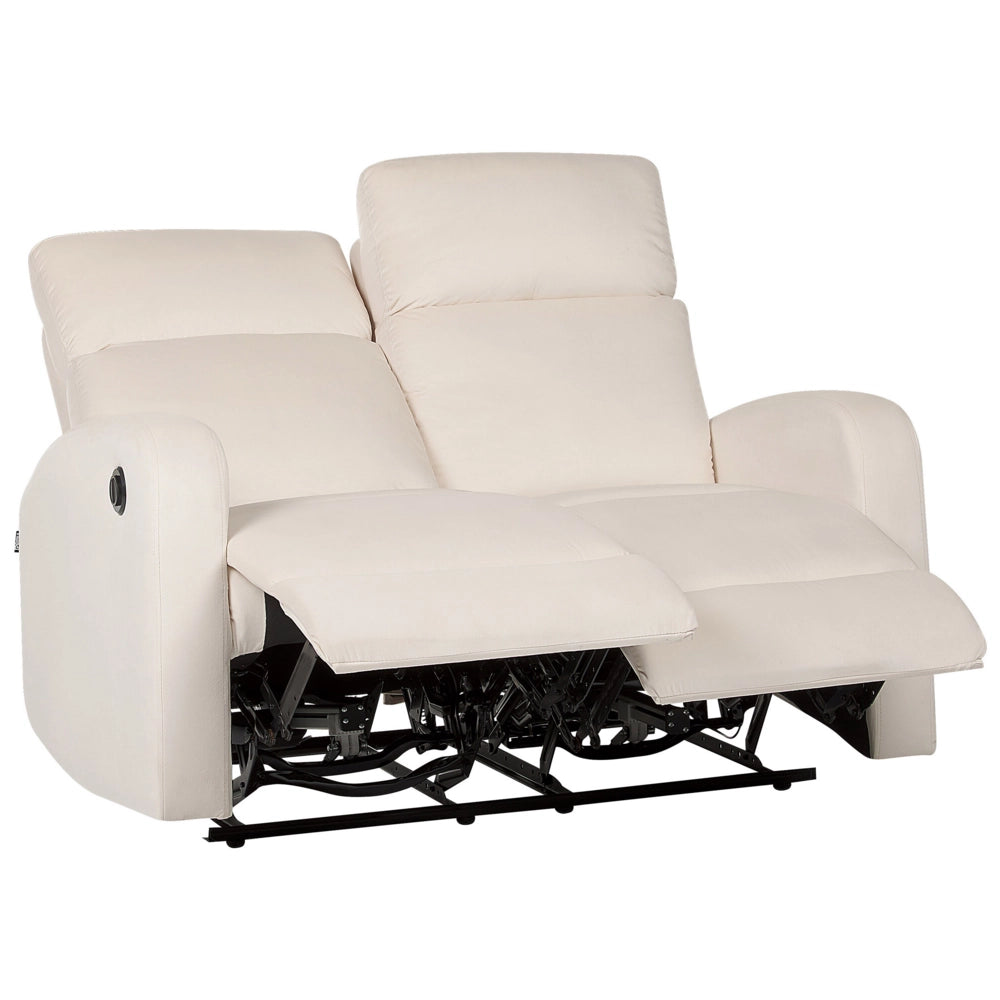 Divano 2 posti con schienale reclinabile elettricamente in velluto bianco sporco design moderno glamour soggiorno