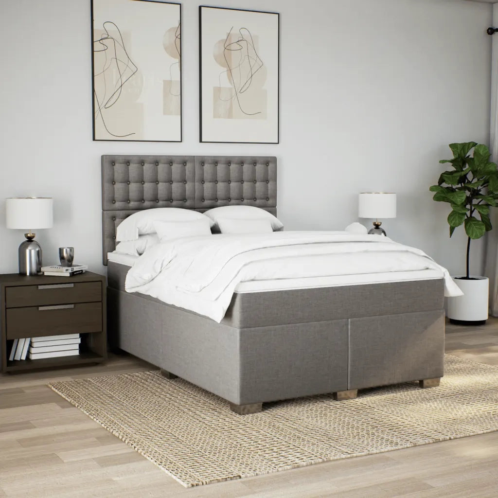vidaXL Giroletto a Molle con Materasso Tortora 160x200 cm in Tessuto
