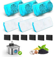Set di filtri rettangolari per fontane per animali domestici — Filtri di sostituzione per dispenser di acqua quadrati (Universali per gatti e cani) — 6-pack