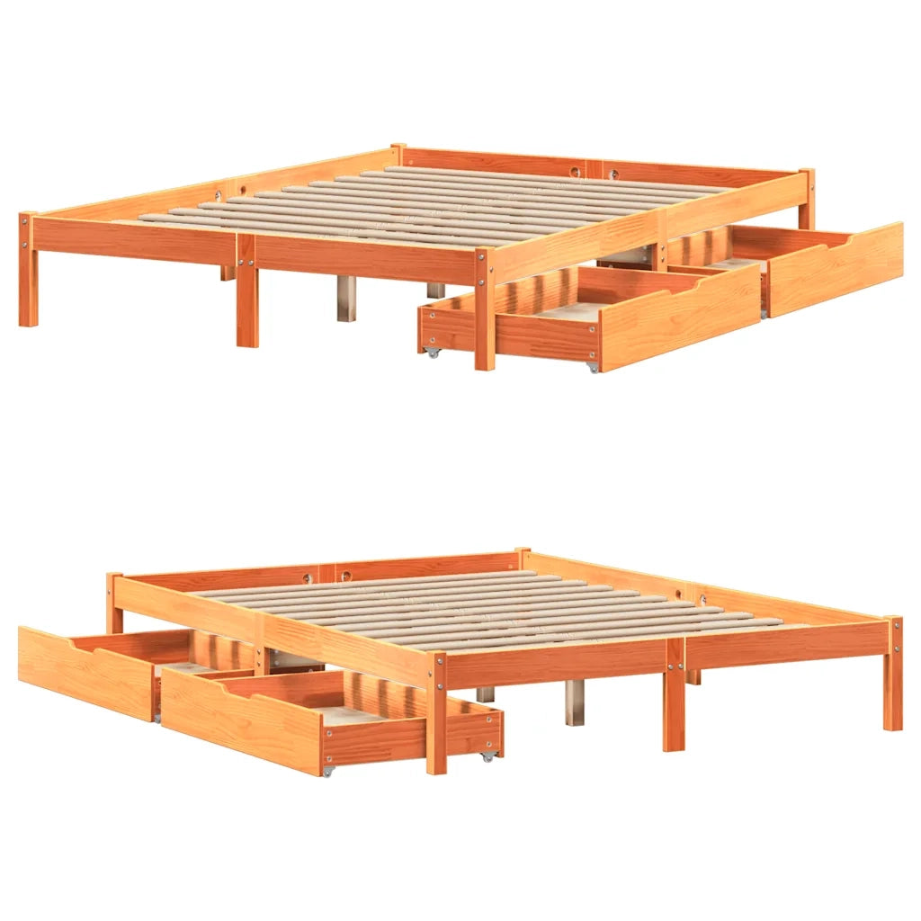 vidaXL Letto senza Materasso Marrone Cera 160x200 cm in Legno di Pino