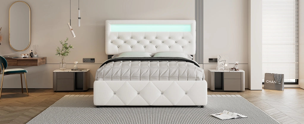 DESMIU Letto Divano 140 × 200 cm 2 posti con 2 cassetti, letto estraibile, senza materasso, in lino e cotone, bianco