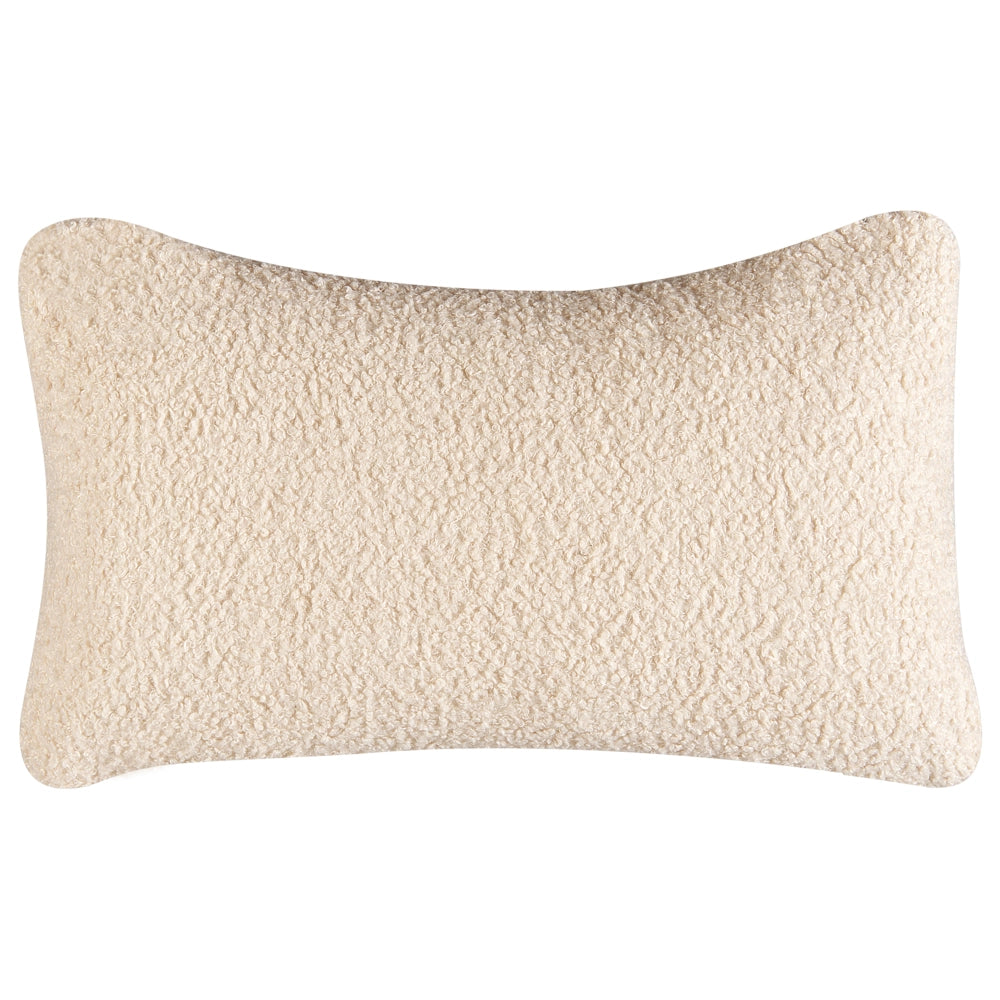 Poltrona da salotto con schienale curvo boucle beige stile glam elegante soggiorno