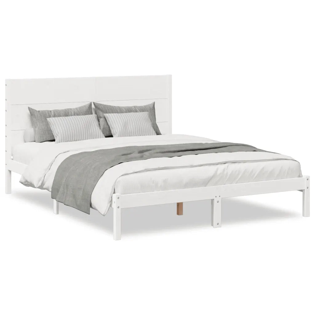 vidaXL Giroletto Extra Lungo senza Materasso Bianco 140x220cm Massello