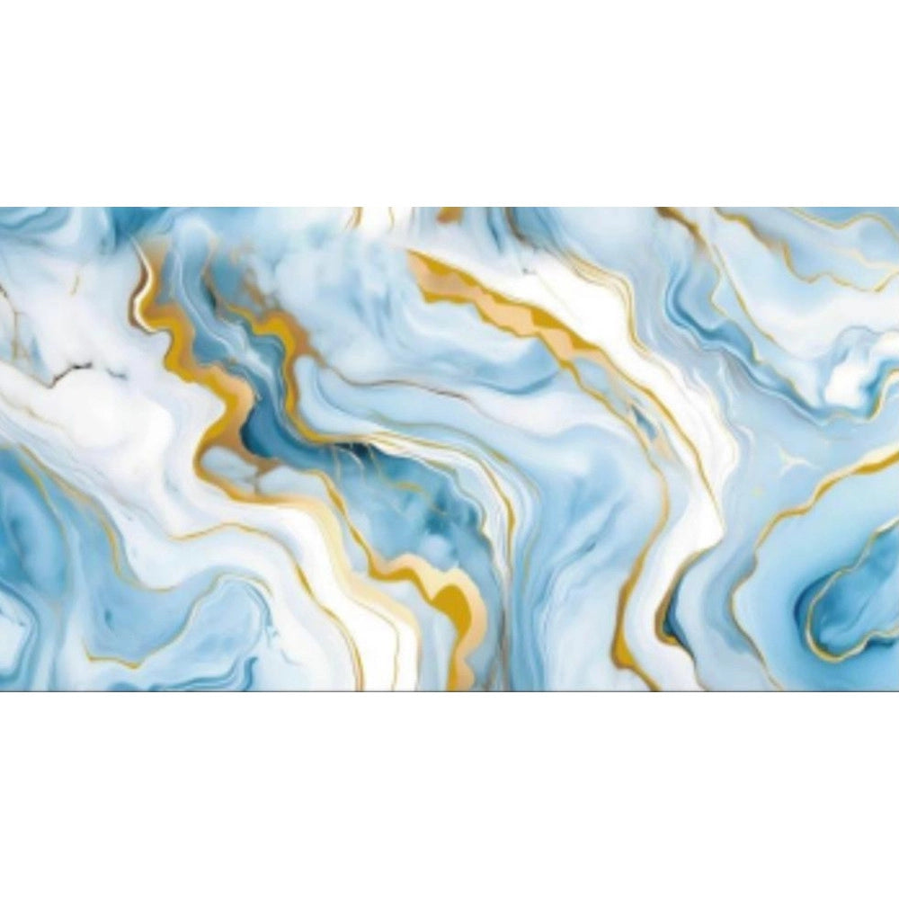 Trade Shop - Pannello Adesivo Effetto Marmo Venato Oro Azzurro 120x300cm Pareti Paraschizzi Stanza -