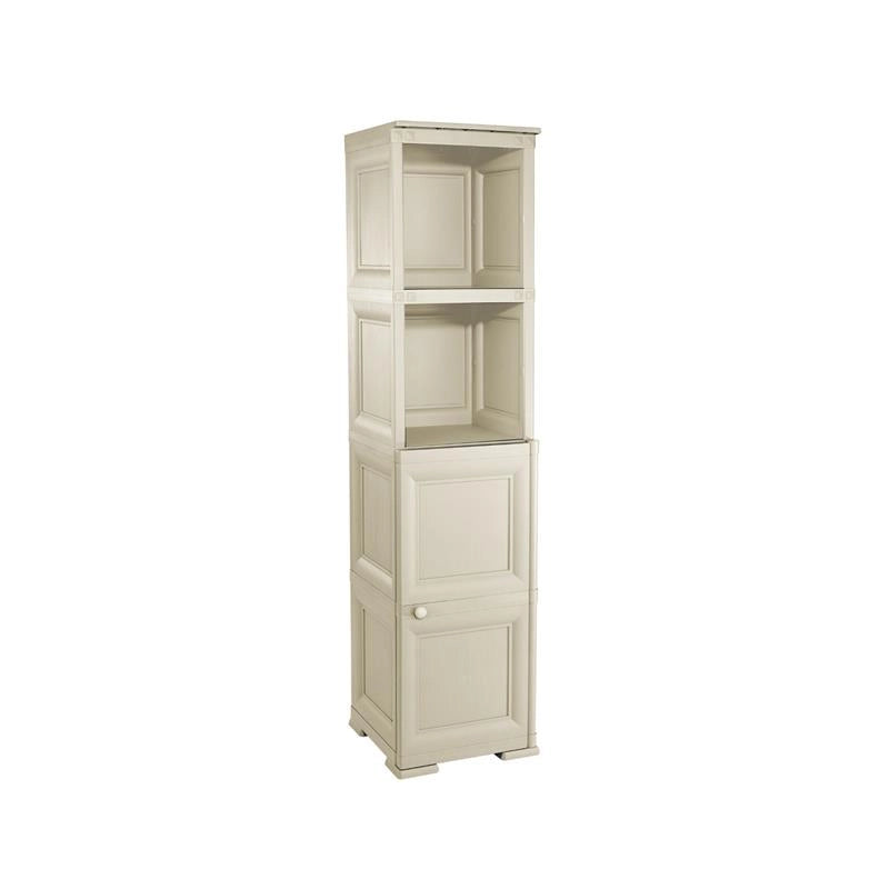 MOBILE 2 MODULI ANGORA 40X43X164 CM CON ANTE FINITURA LEGNO E 2 MODULI SCAFFALE – CONTENITORE VERTICALE MULTIUSO PER ORGANIZZAZIONE CASA