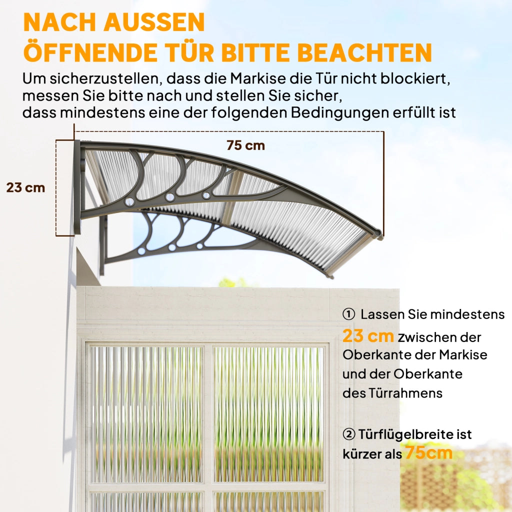Vordach da ingresso ¨C zephmum ¨C 100x75x23 cm, argento