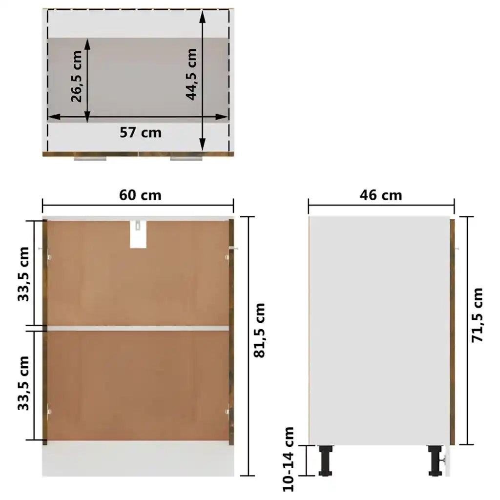 Mobiletto “Lyon” Rovere Fumo 60x46x81,5 cm 815561