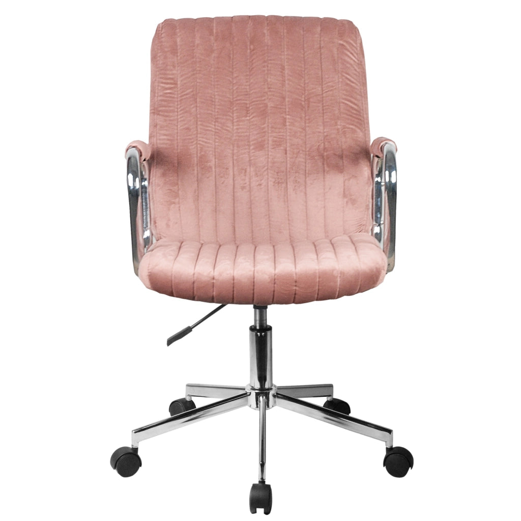 Sedia girevole su ruote in velluto FD24 Rosa