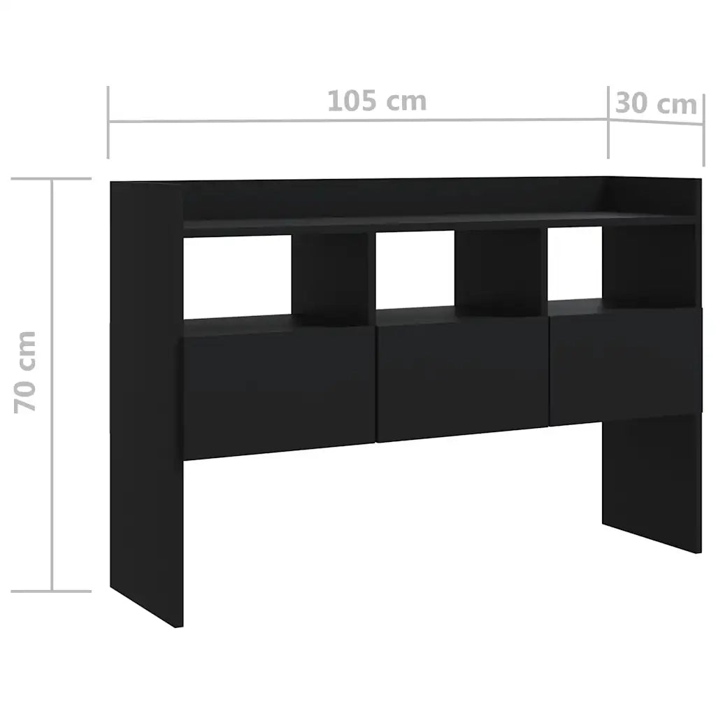 Credenza | Madia | Buffet da pranzo | Armadio da pranzo Nera 105x30x70 cm in Legno Multistrato