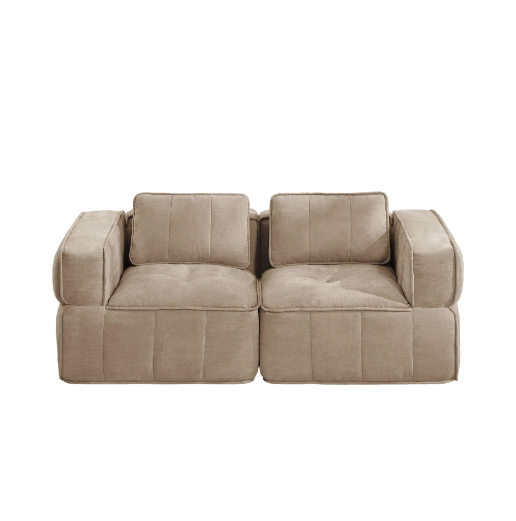 Divano modulare 2 posti 198x93 cm sabbia in poliestere; senza montaggio