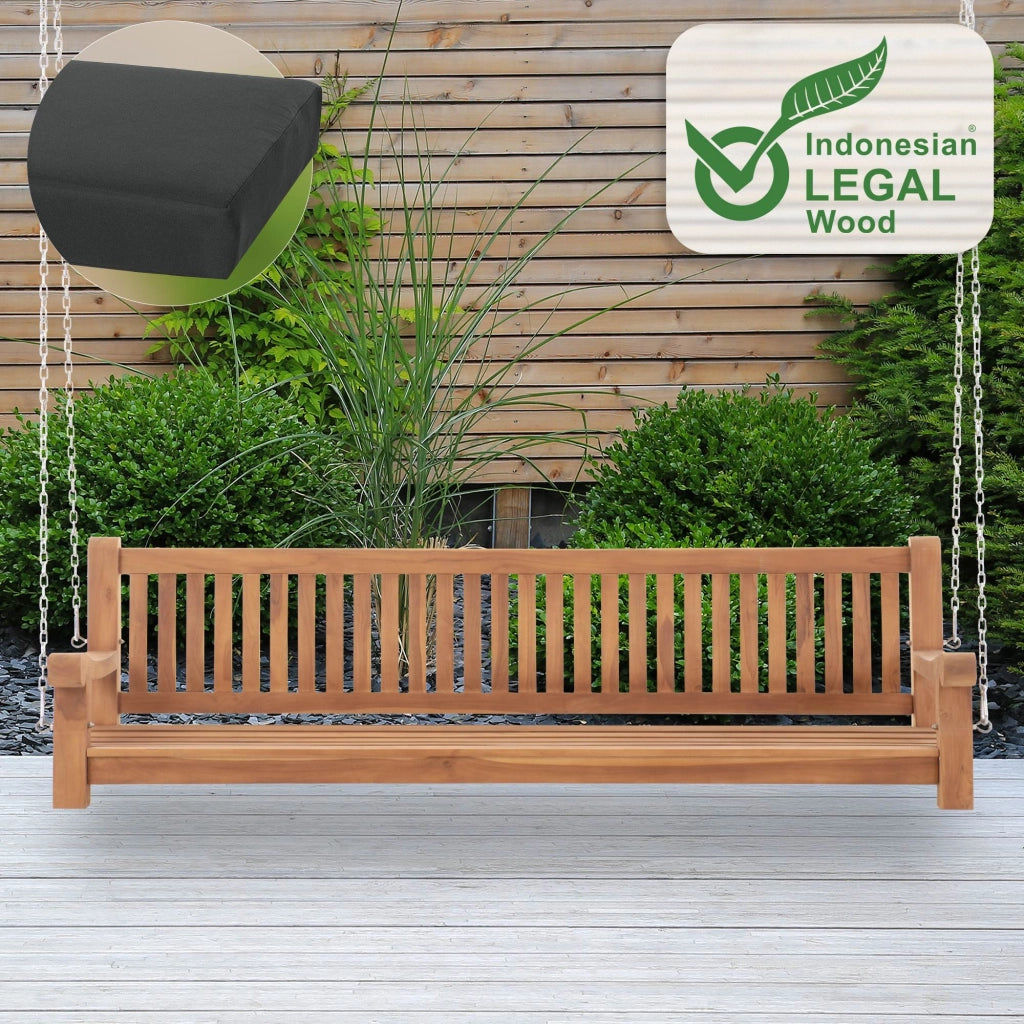 Panca a dondolo Joyce con cuscino seduta 220 cm + teak 2