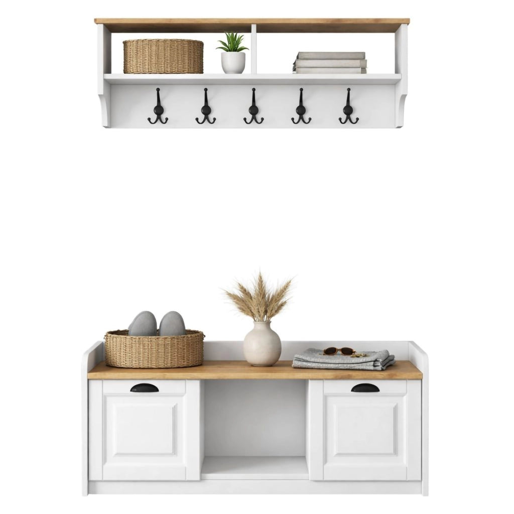 Orte, Mobile da Ingresso 6 Ripiani, 120x22x37h cm Bianco