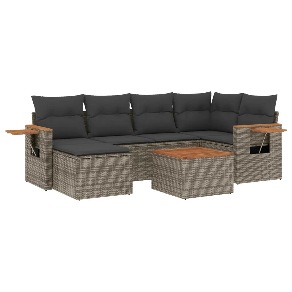 Set Divani da Giardino 7 pz con Cuscini Grigio in Polyrattan 3259428