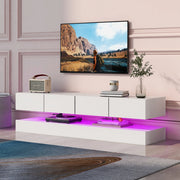 Mobile TV sospeso LED in MDF bianco con 4 cassetti, 2 vani e controllo Bluetooth da app