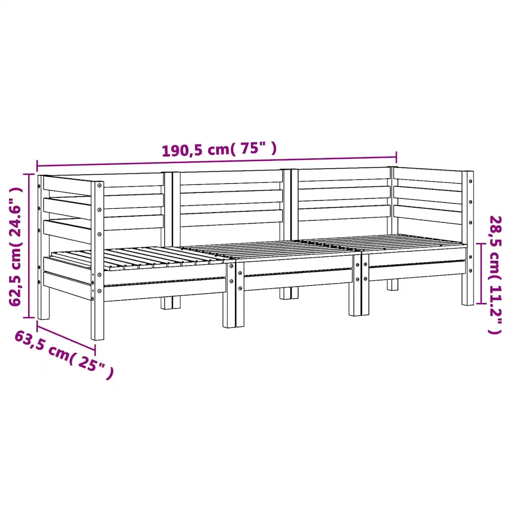 Divano da esterno-Divano da Giardino a 3 Sedute in Legno Impregnato di Pino 818097