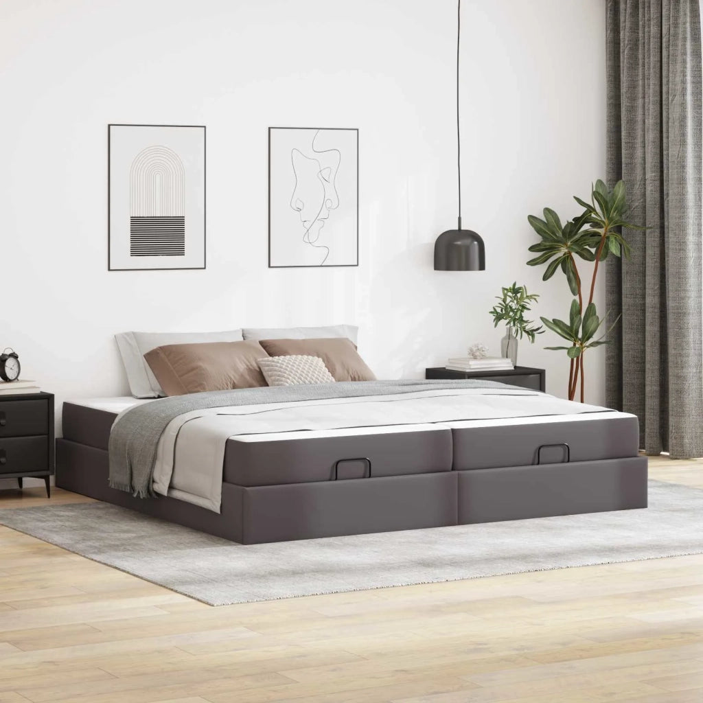 Struttura letto con materasso con materasso 2 pcs Grigio PVC