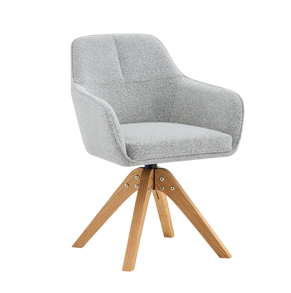 Set di 2 sedie da pranzo girevoli a 360° in stoffa e legno grigio