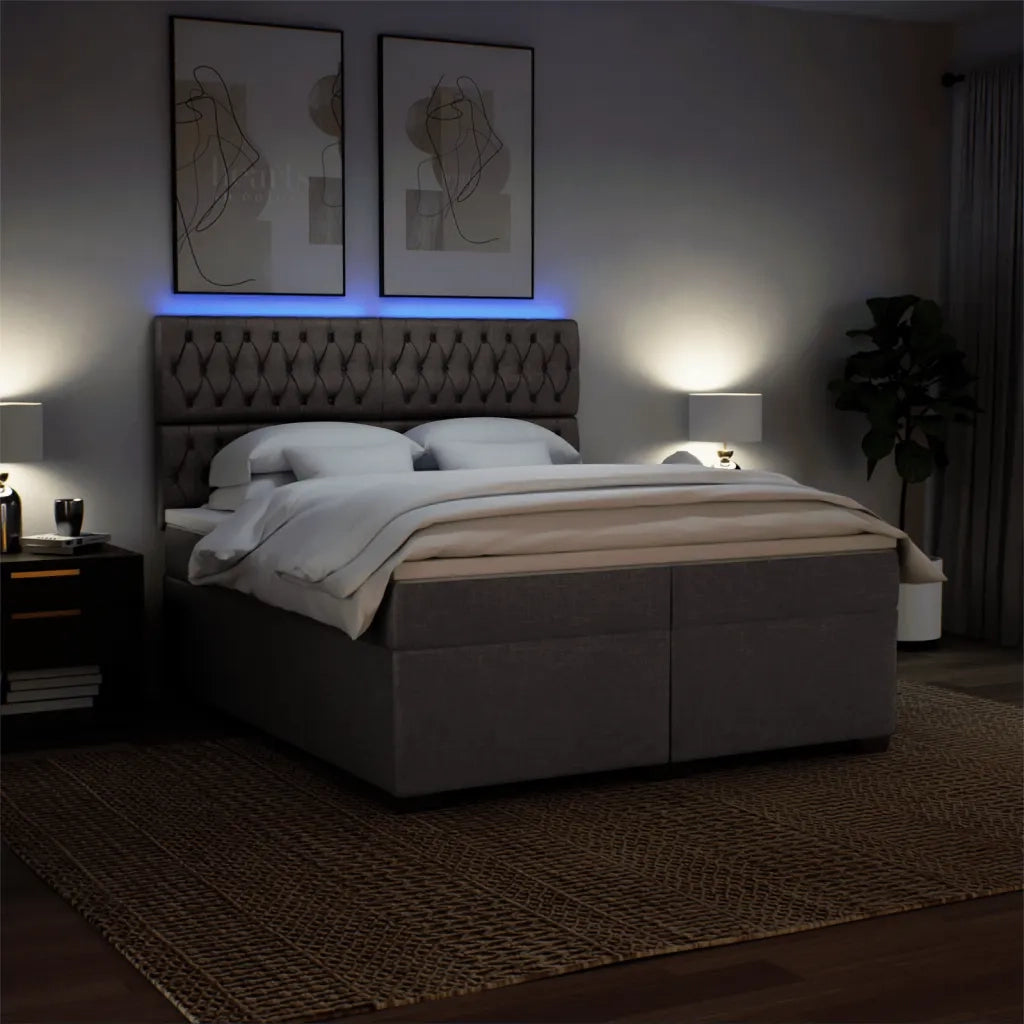 Giroletto a Molle con Materasso Tortora 200x200 cm in Tessuto 3292906