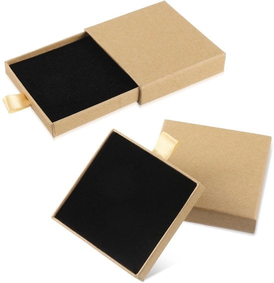 Scatola per gioielli - 2 pezzi - Moka - Scatola in cartone riciclato - Scatole per conservazione dei collane/bracciali/orecchini - Regalo per amici/famiglia - Scatola per gioielli