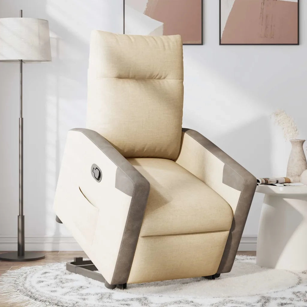 Poltrona | Sedia Relax Alzapersona Reclinabile Crema in Tessuto