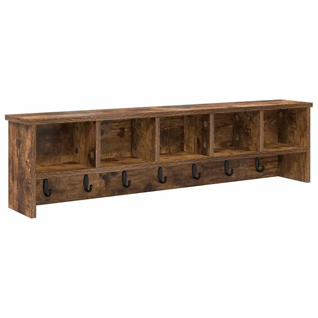 vidaXL Appendiabiti a muro Rovere fumo 100 x 16 x 26 cm