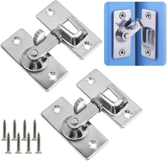 Chiusura per porte 90 gradi - Acciaio inossidabile - Bloccabile - Viti regolabili - Adatto per porte in legno/metallo/schiuma - Incluso set di viti - Chiusura per schiuma porte